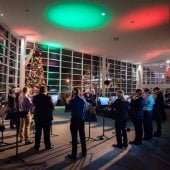 Trombone Choir performance in the Samuel and Grace Horner Lobby.