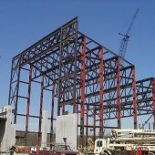 Metal steel structure of the Rozsa during construction