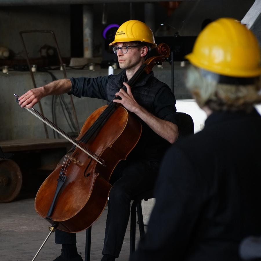 Music in the Mine Adam Hall playing Cello