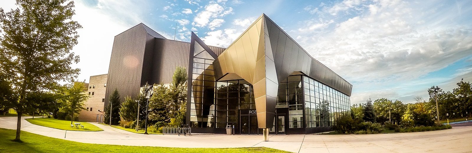 The Rozsa Center for the Performing Arts exterior in the summer