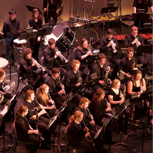 Superior Wind Symphony performs on stage