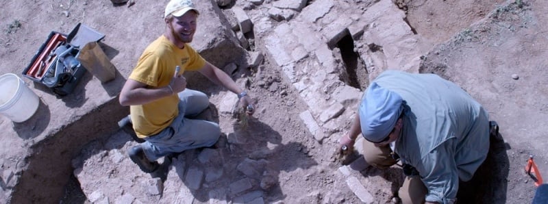 Industrial Archaeology students working in a site.