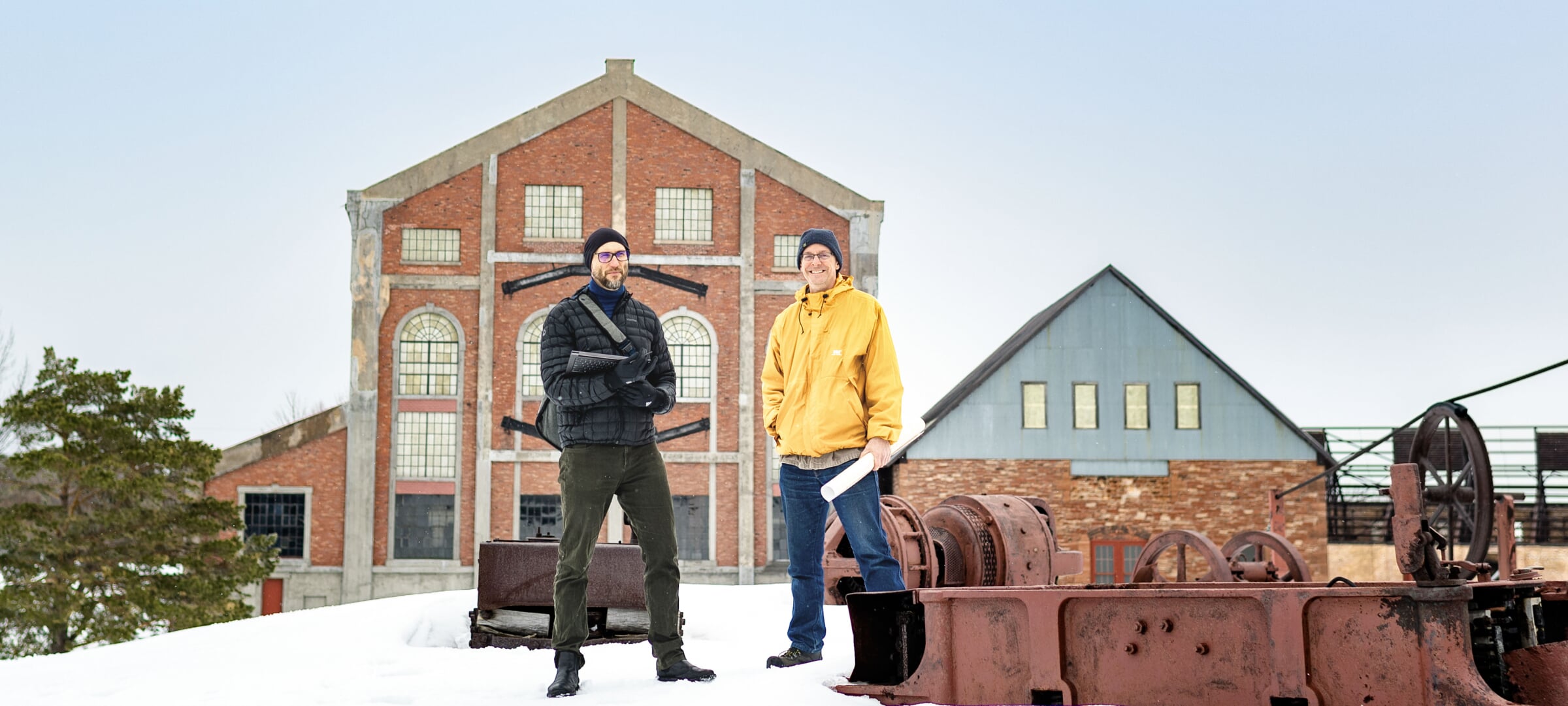 Mich Tech Professors Sidorsov and Scarlett at the nearby Quincy Mine Hoist