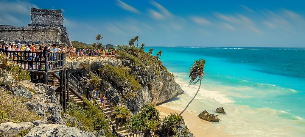 View of a beach landscape in Mexico