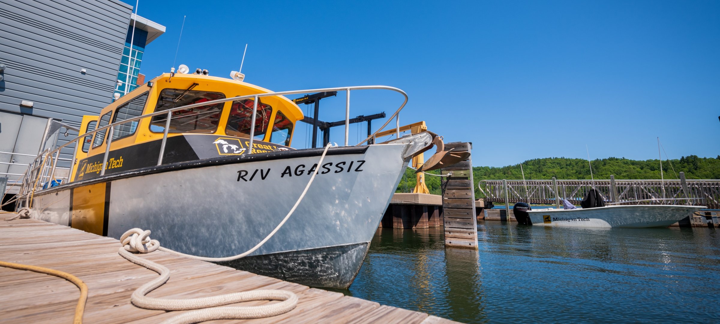 R/V Agassiz docked in the Keweenaw waterway