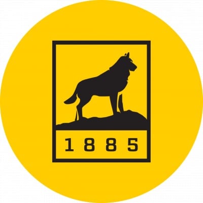 Black Husky Icon Logo overlaid onto a yellow background