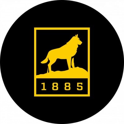 Yellow Husky Icon Logo overlaid on a black background