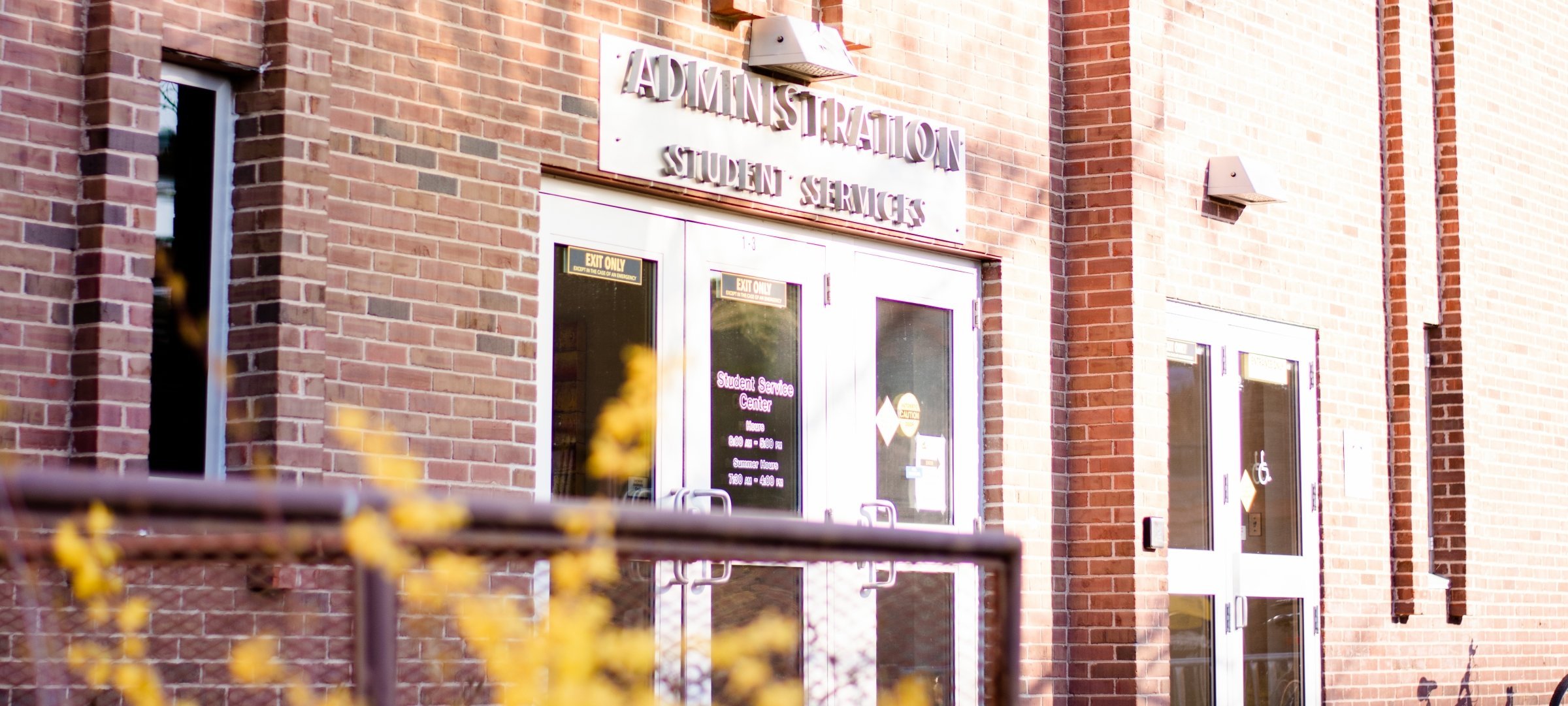 Door entering the administration and student services building