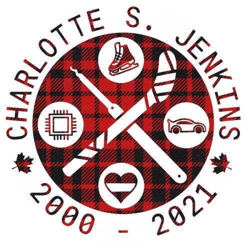 Charlotte S. Jenkins 2000-2021 patch with hockey stick and skates