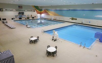 the pool at Michigan Tech's Student Development Complex, where lifeguards saved a patron's life on June 26, 2022.
