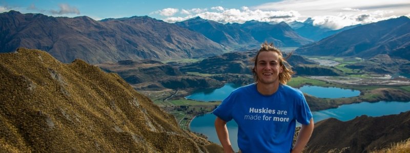 Student in the New Zealand Mountains with a Huskies are made for more tshirt.