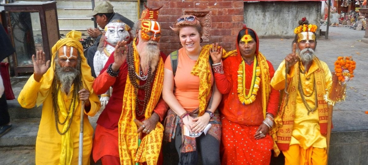 Student in Thailand with locals