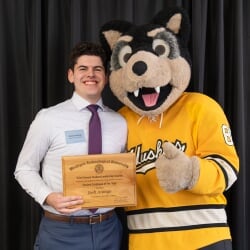 Blizzard poses with Josh, 2026 Student Employee of the Year