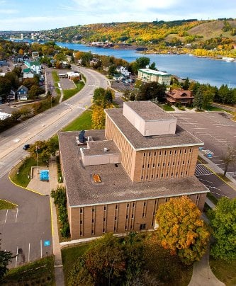 Aerial view of the Administration Building.