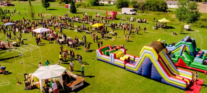 Drone picture of K-Day at Chassell Beach