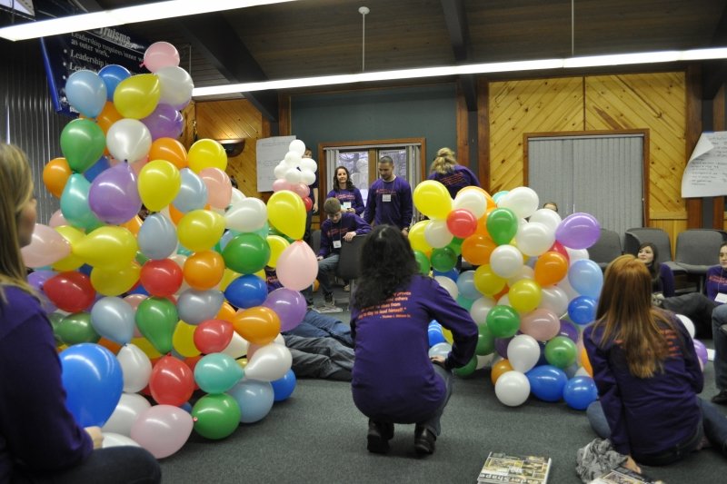 2012 actvitiy with large piles of balloons.