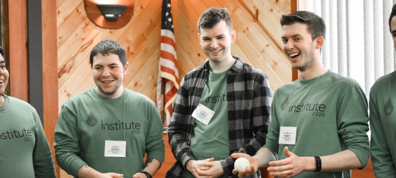 2020 leadershape participants stand in a line.