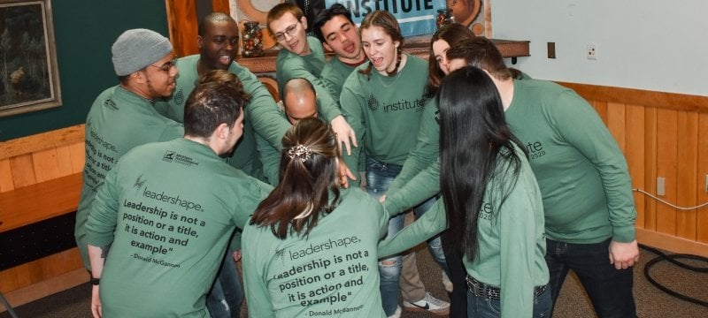 Leadershape 2020 group huddle