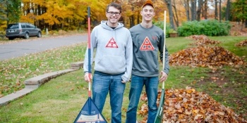 Raking fall leaves
