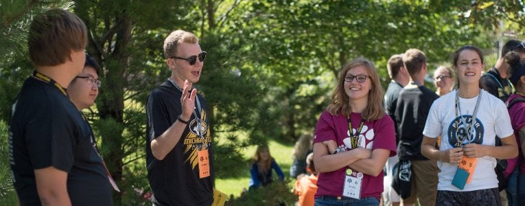 Commuter Students talking outside on campus