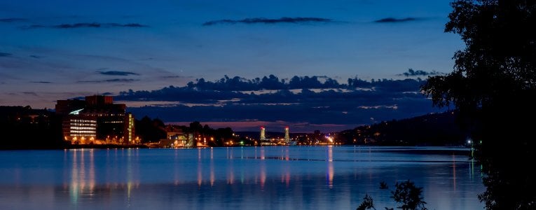 Campus skyline at dusk