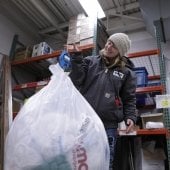 Student weighs plastic film