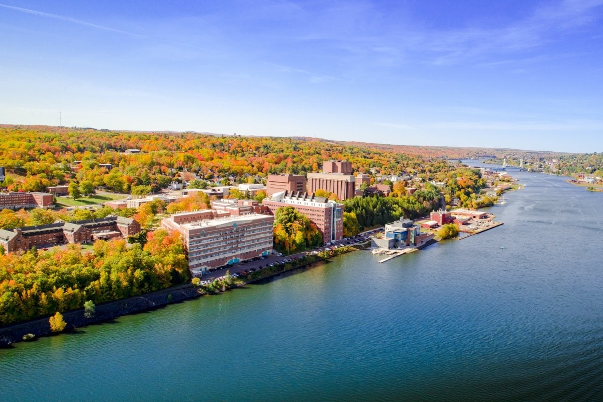 photo of backside of campus