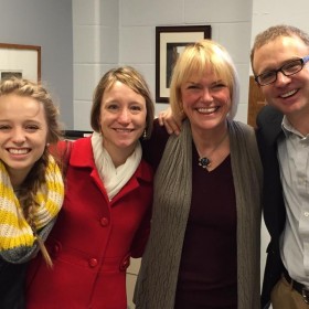 Alphabetical college touring, starting with the A’s: John and Jodi Lehman and their daughter, Maddy, meet with a professor at Adrian College. (We think she’ll find her perfect fit once she hits the M's…)