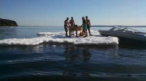 This is from last June, near Madeline Island—which I drove out to on the ice last month. It also highlights the critical importance of foosball. Photo courtesy Captain Bob's Marina and Boat Club.