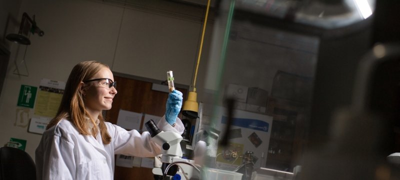 Student working in a lab.