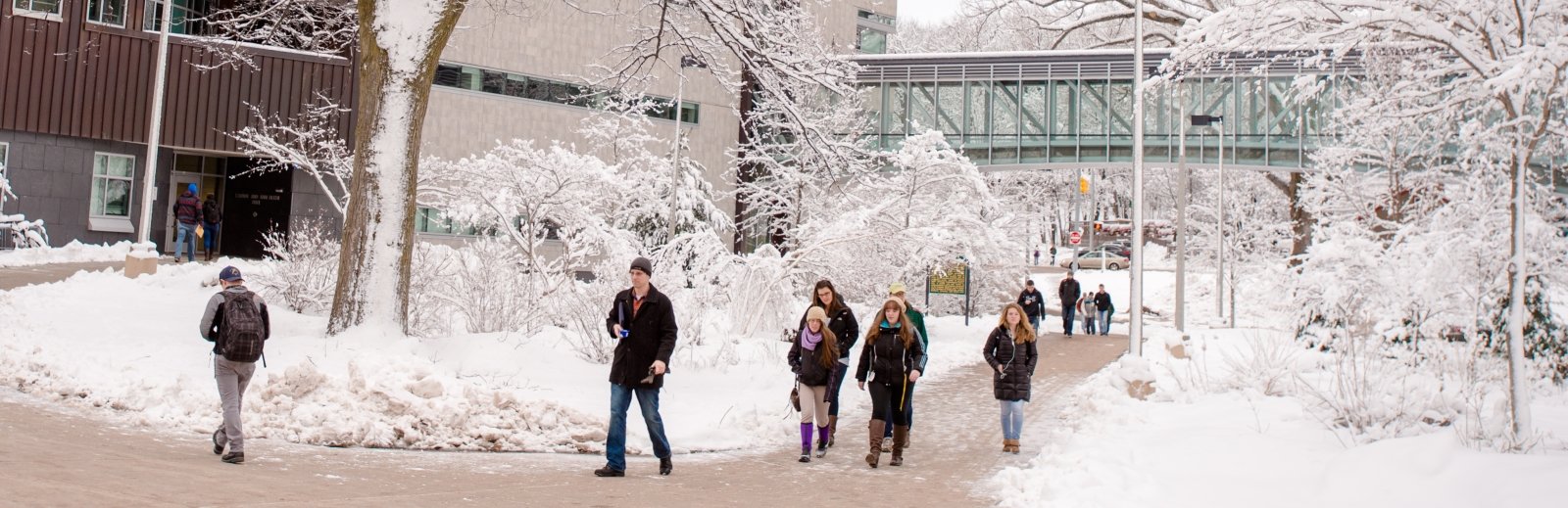 Student walking on campus