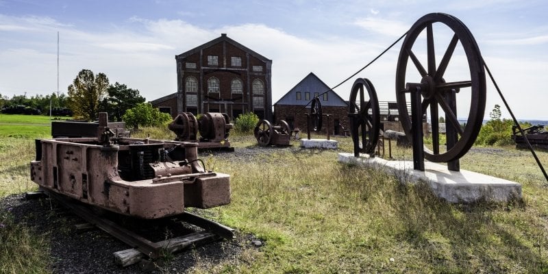 Mining equipment outside the Quincy Mine.