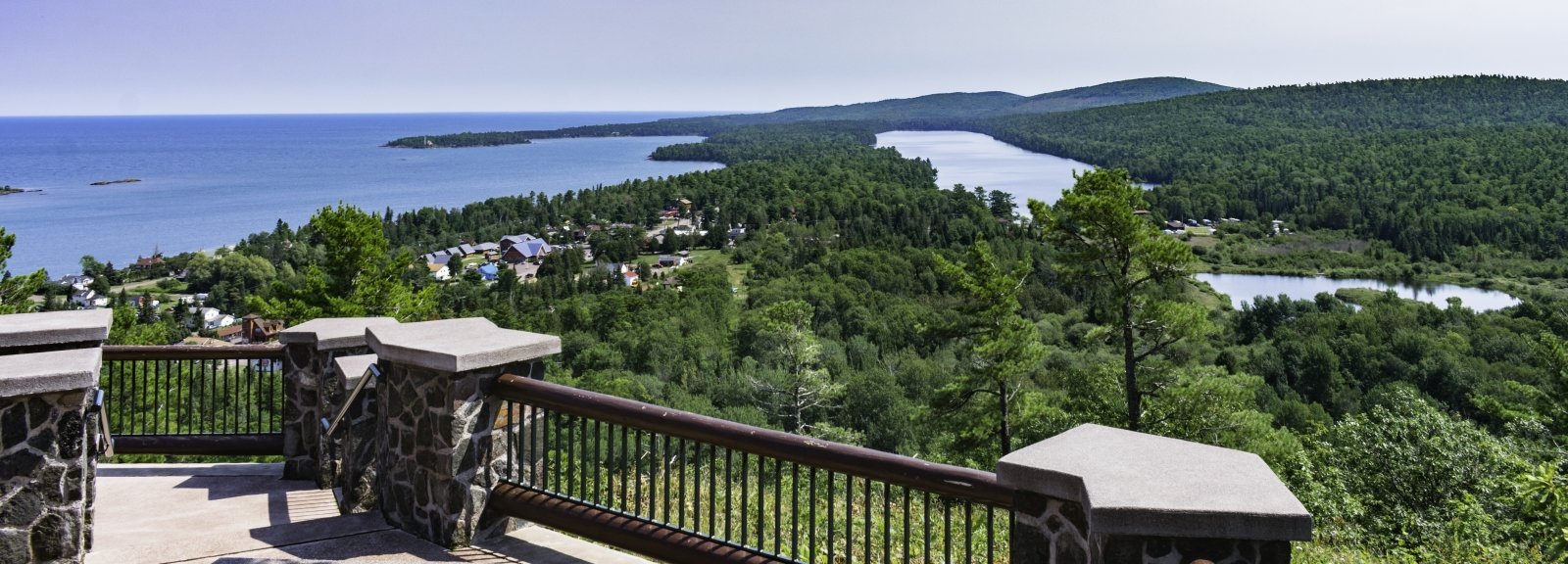 Copper Harbor from the Brockway Mountain lookout. Brockway Mountain Drive is the highest paved road between the Rockies and the Alleghenies.