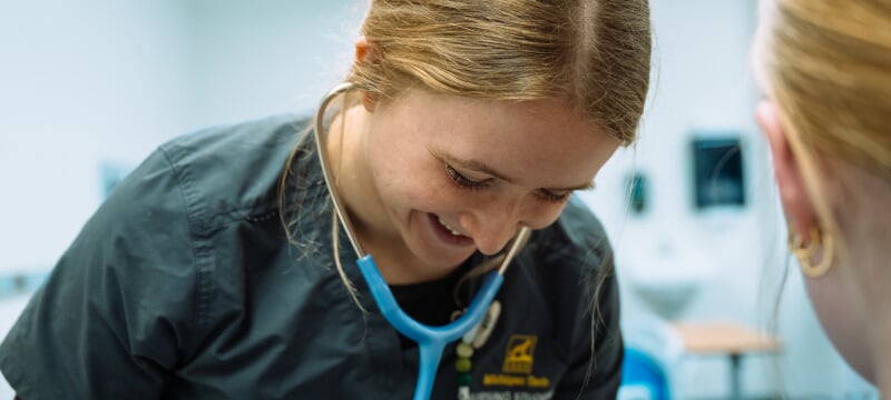 Nursing student with a stethoscope.