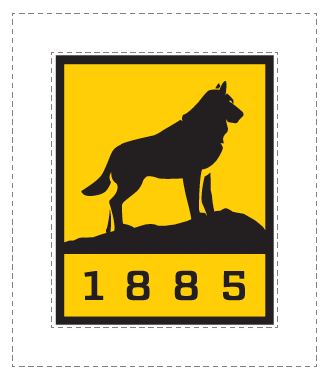 Husky icon logo showing .25 inches of clear space around it with a dotted line.