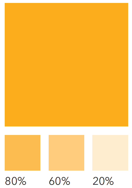 Color swatch of deep gold with tint levels of 80%, 60%, and 20%.