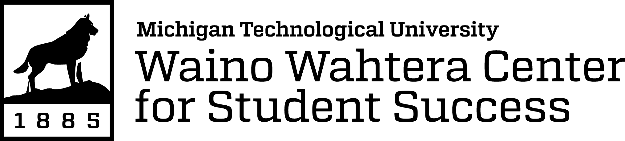 Black horizontal Waino Wahtera Center for Student Success department identifier.