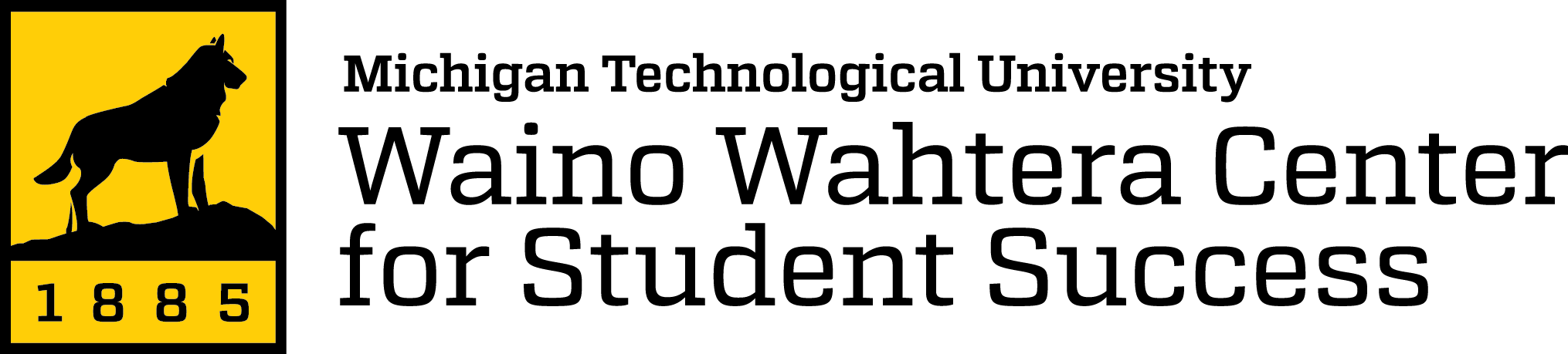 Two-color horizontal Waino Wahtera Center for Student Success department identifier.