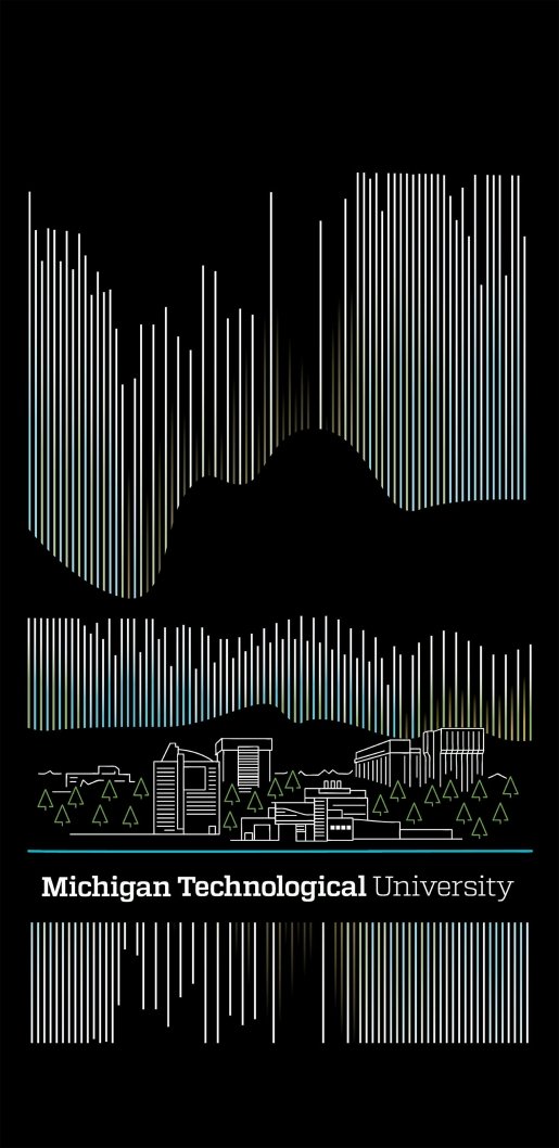 An illustration of the Michigan Tech campus