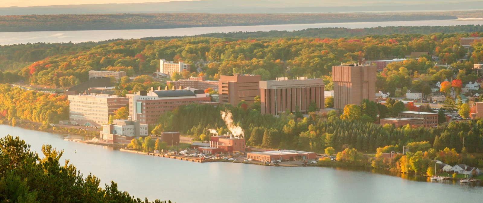 Fall, aerial view of campus.