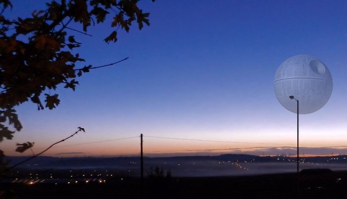 Death Star rising in the evening sky