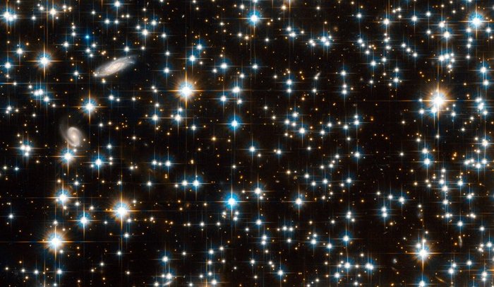 Part of a cluster of stars photographed by the Hubble Space Telescope