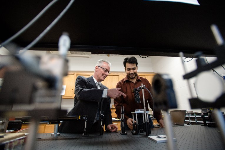 Anindya Majumdar studies speckle optics with Sean Kirkpatrick in the Department of Biomedical Engineering.