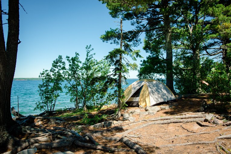 "Sauna Sessions" artists Falconberry and Boyd slept at the water's edge, in a small tent. 