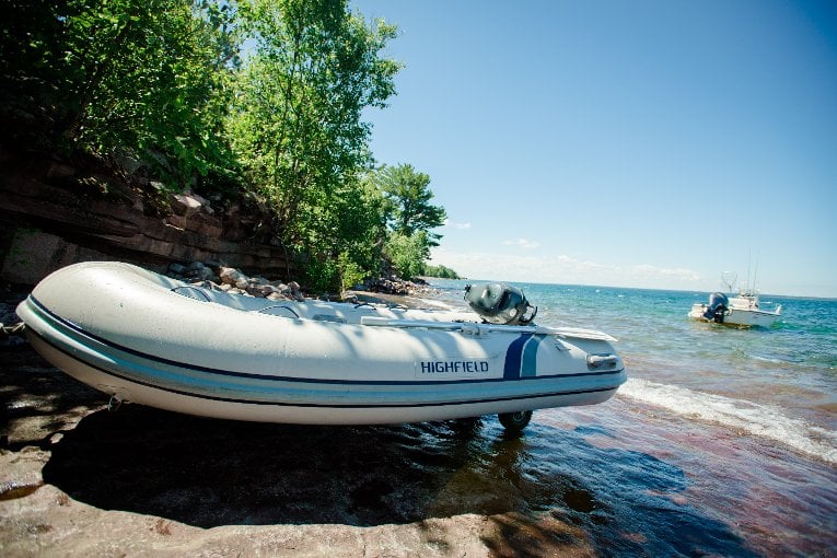 Rabbit Island boats An inflatable dinghy stowed out of reach of the waves serves for short junkets. A 17-foot Boston Whaler attached to a permanent mooring is used for the four-mile trip to the mainland. On rough days, inhabitants are marooned until the weather clears.