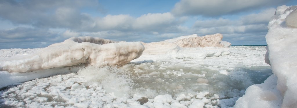 Ice caps on Lake Superior.