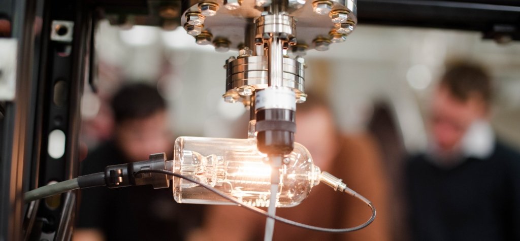 The glowing hot-cathode ionization gauge measures nothing, literally. It measures the level of vacuum within a space-simulation chamber that enables ground-based testing of full-scale flight systems.