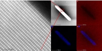 Atomic resolution image of aluminum-zirconium precipitates.