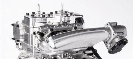 The REVolution engine uses a rotary exhaust valve (REV) to control emissions in a two-stroke engine while a supercharger ensures power and performance. Credit: Virginia Kamenitzer Ramsdell