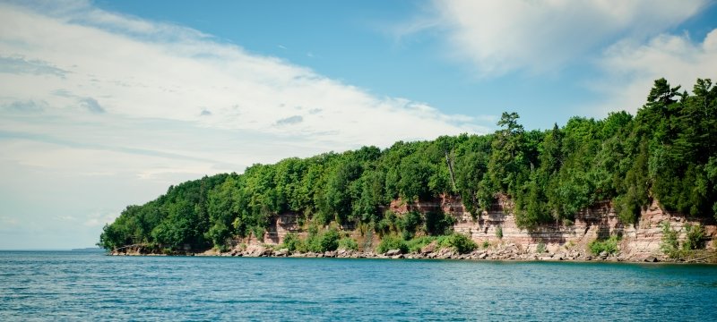 The shoreline of a peninsula in the Great Lakes